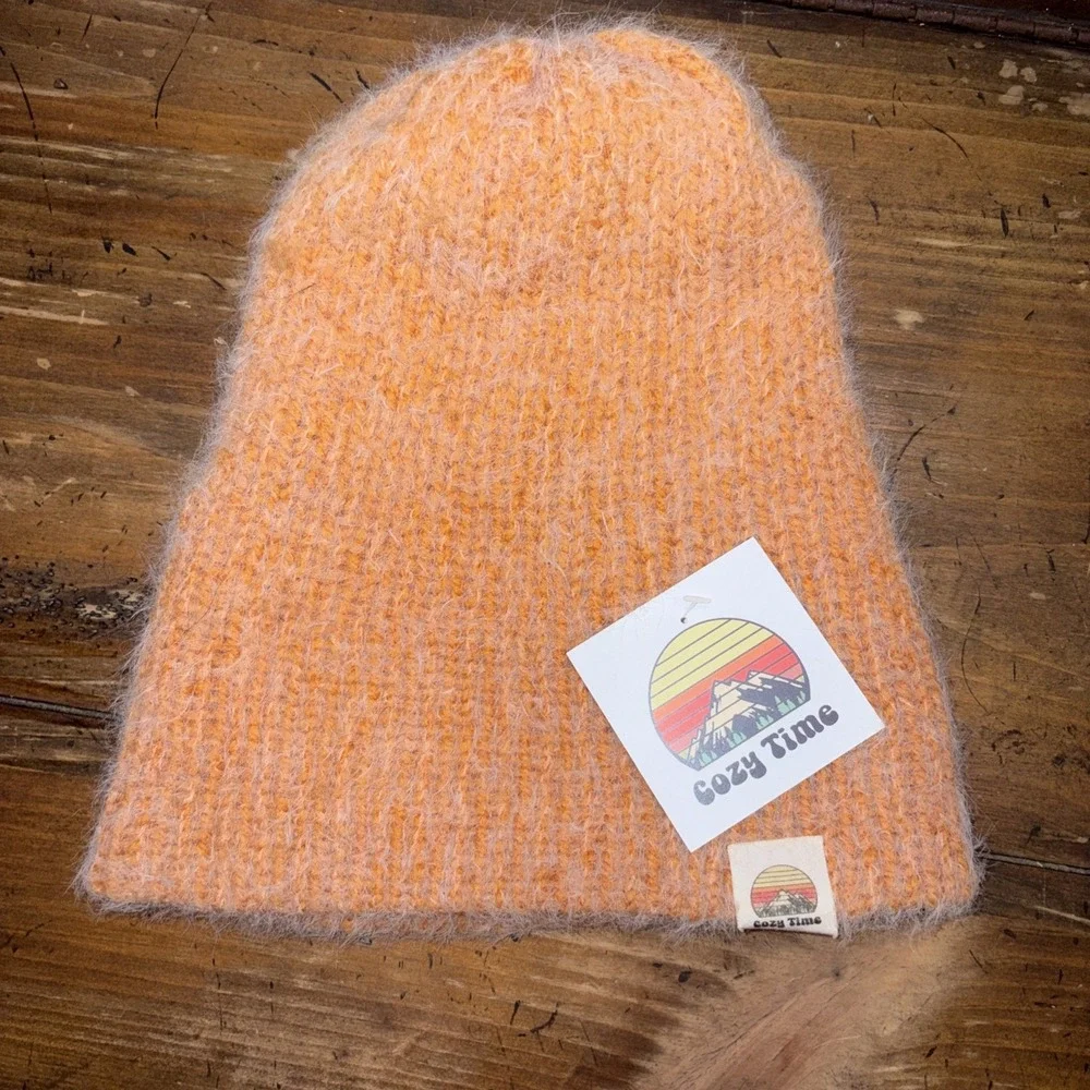 Handmade Lot Of Wool Beanie And Fingerless Mitten Gloves And Fluffy Beanie Hat